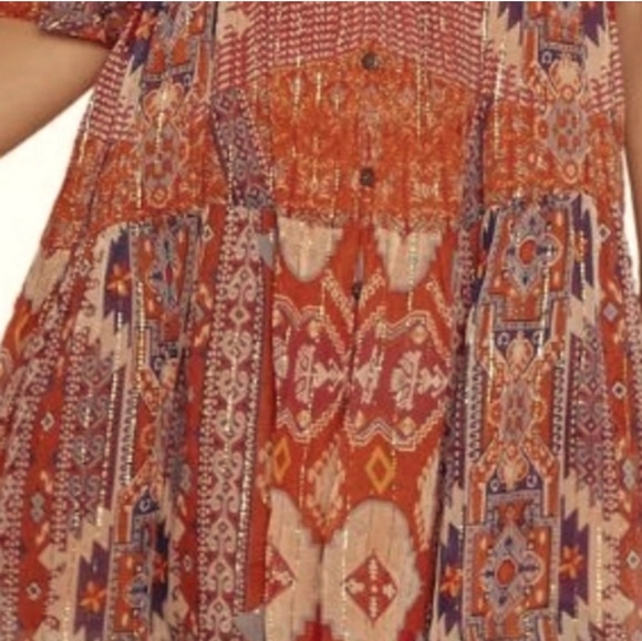 *NWT* RAGA Sunset Flutter Sleeve Metallic Dress - Picture 12 of 12